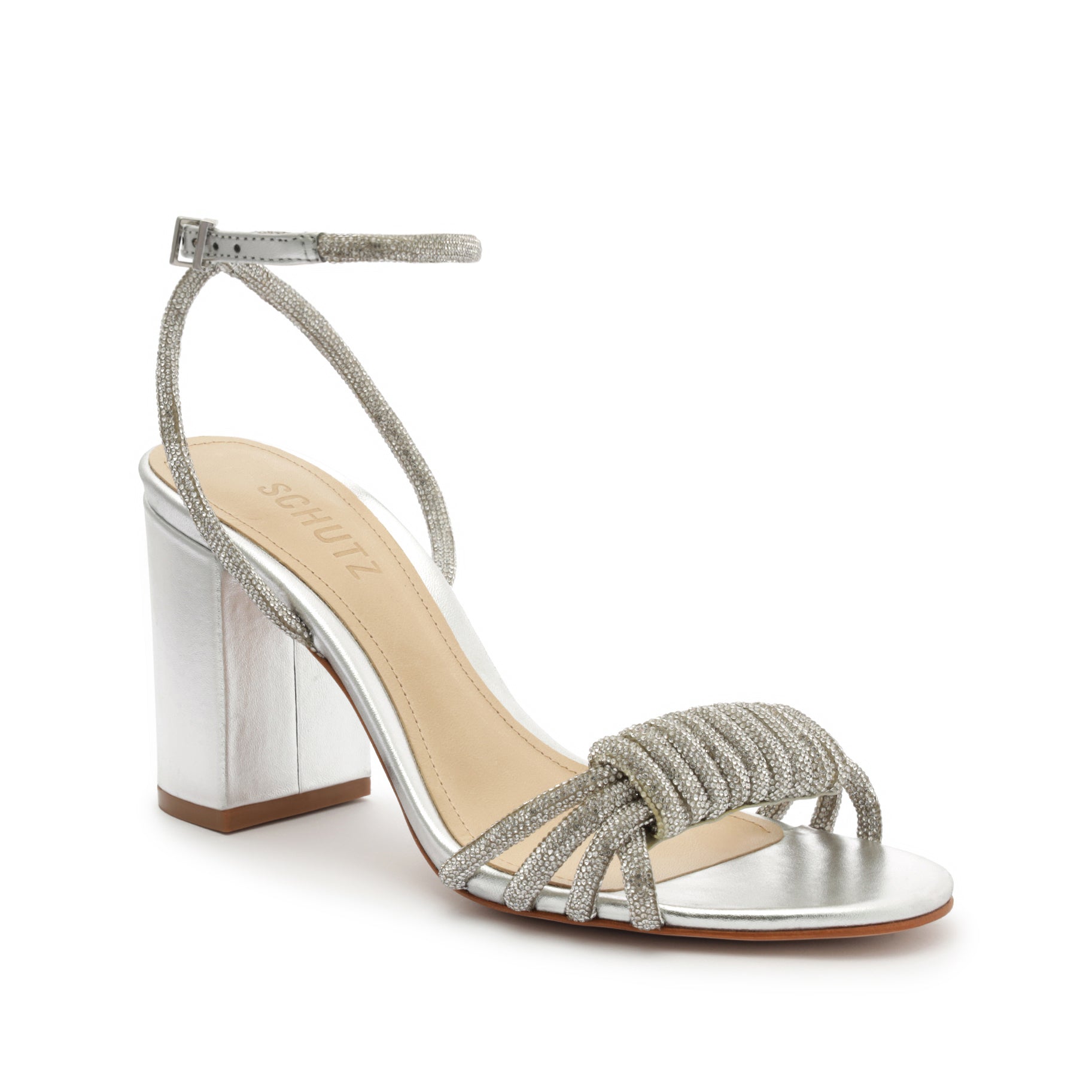 Jewell Block Metallic Nappa Leather Sandal