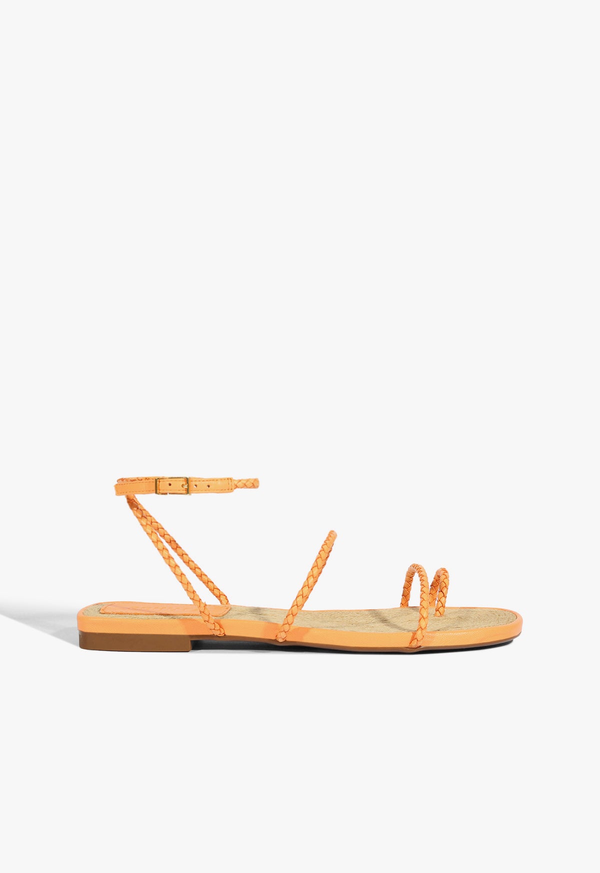 Kaya Orange Leather Flat Sandal