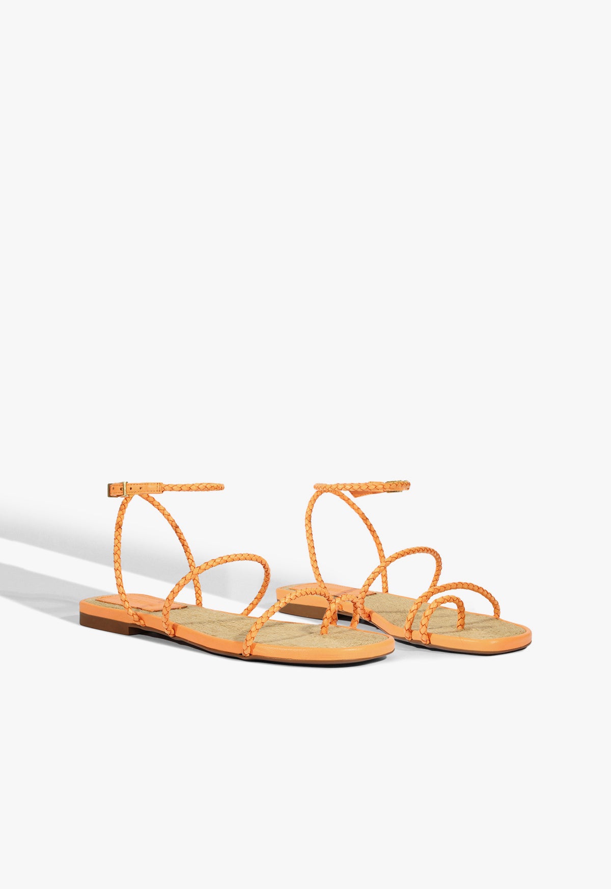 Kaya Orange Leather Flat Sandal