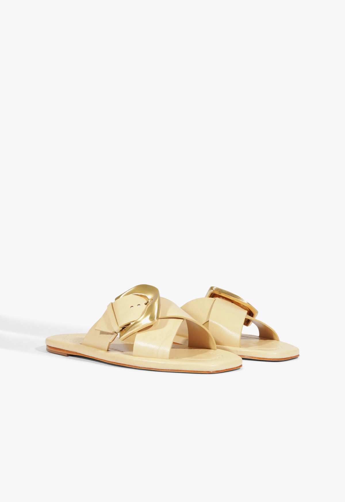 Lois Beige Leather Flat Sandal