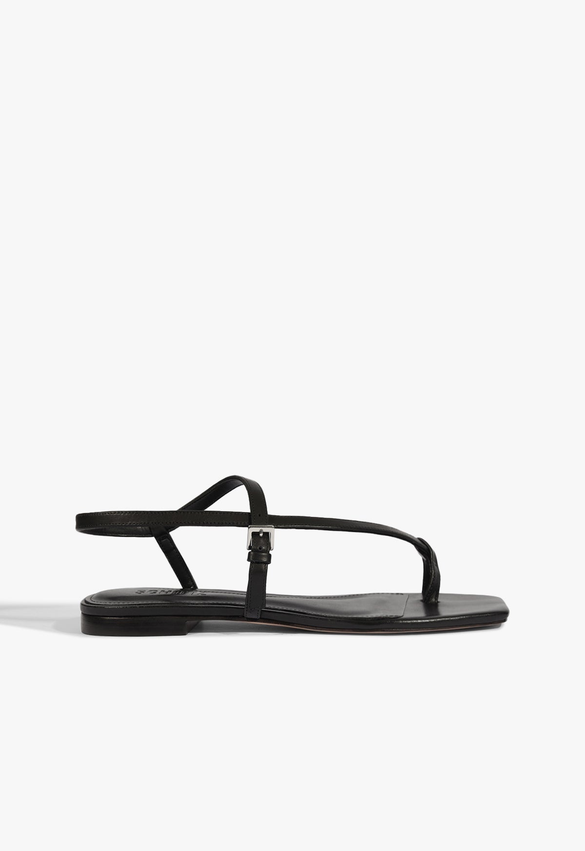 Lisa Black Leather Flat Sandal