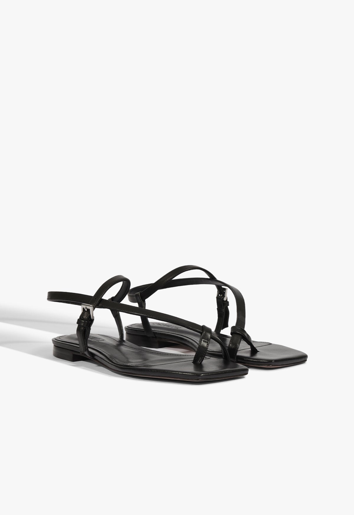 Lisa Black Leather Flat Sandal