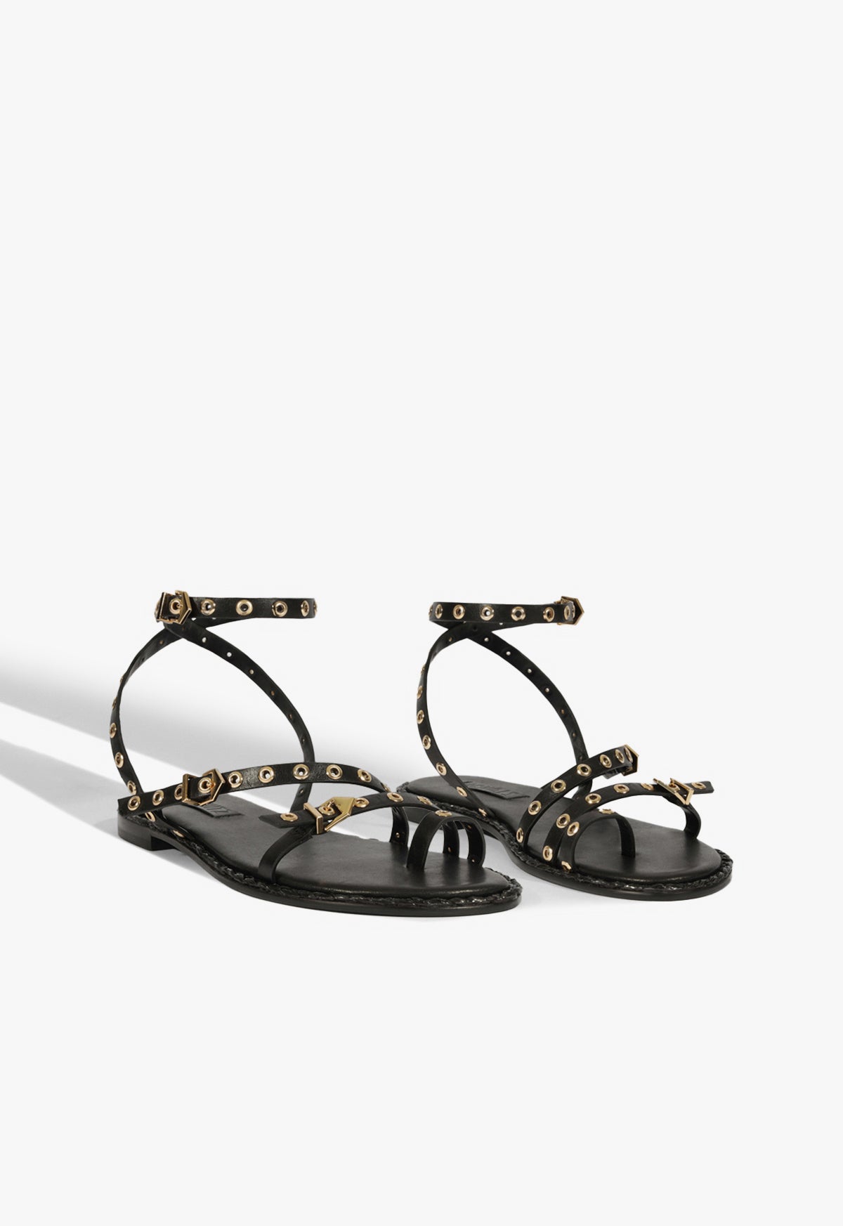 Annete Black Leather Sandal