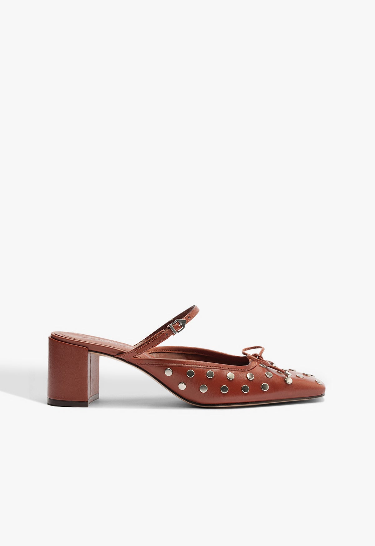 Arissa Block Mule Studs Leather Pump