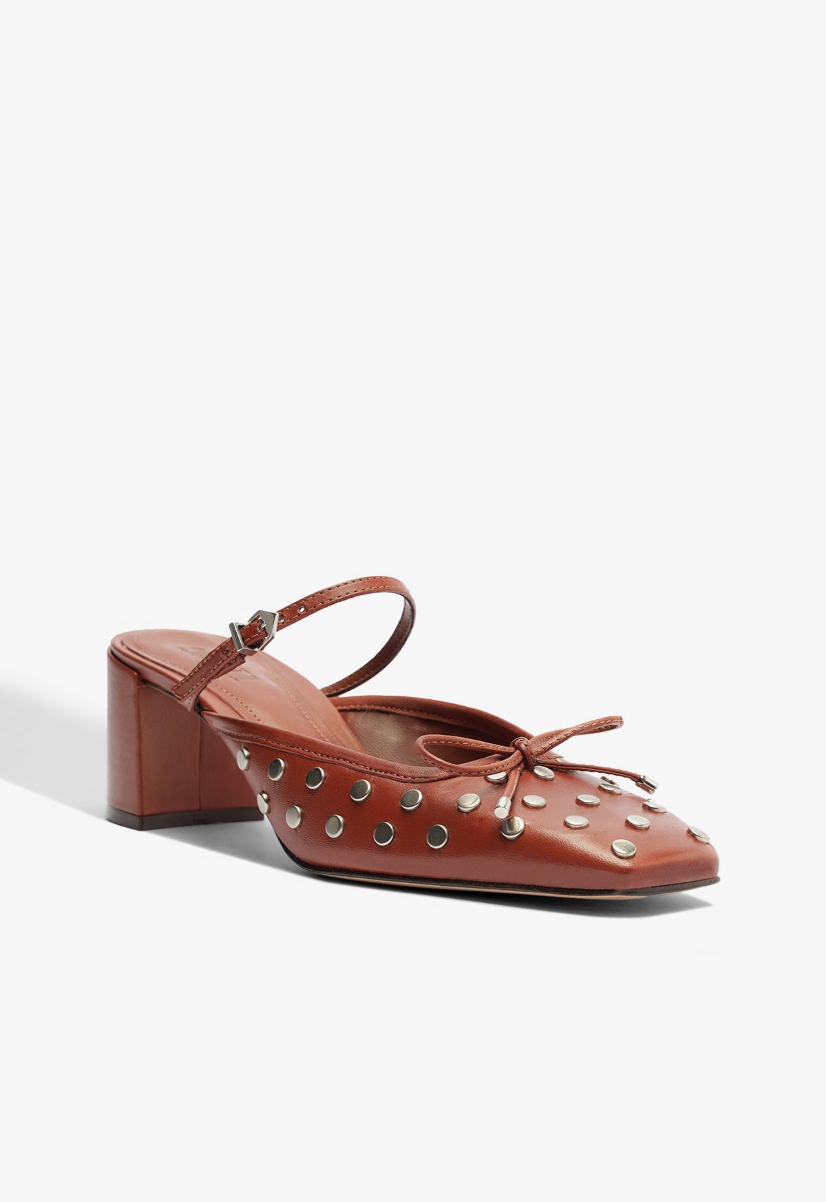 Arissa Block Mule Studs Leather Pump