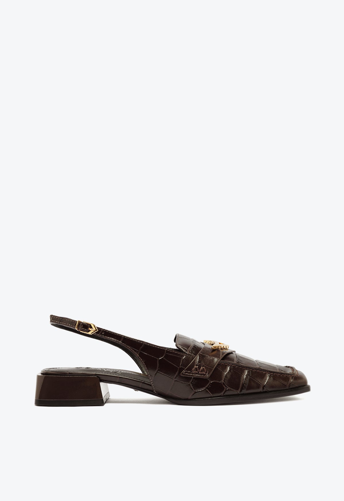 8 / Brown / Croco Embossed Leather