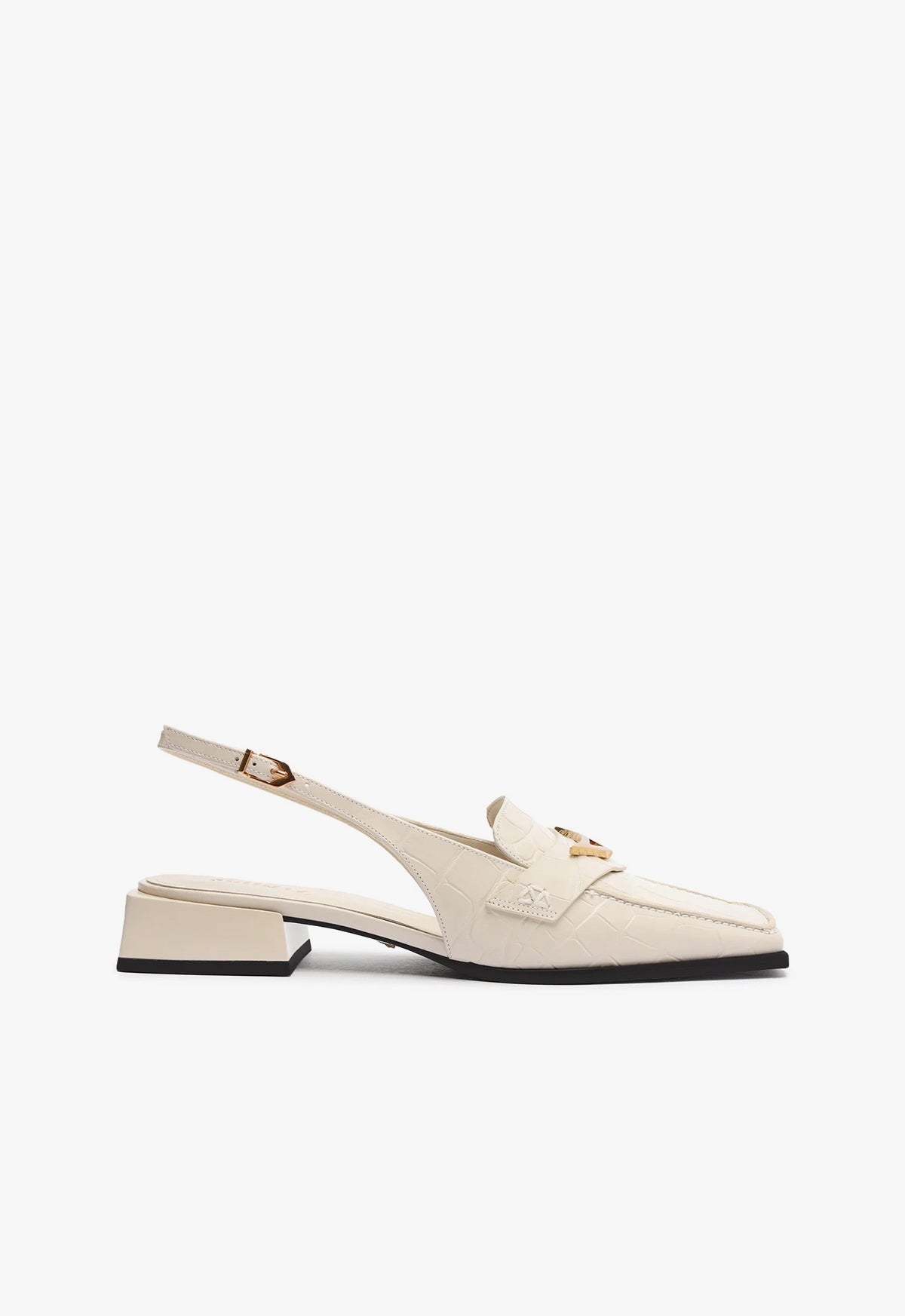 9.5 / White / Croco Embossed Leather