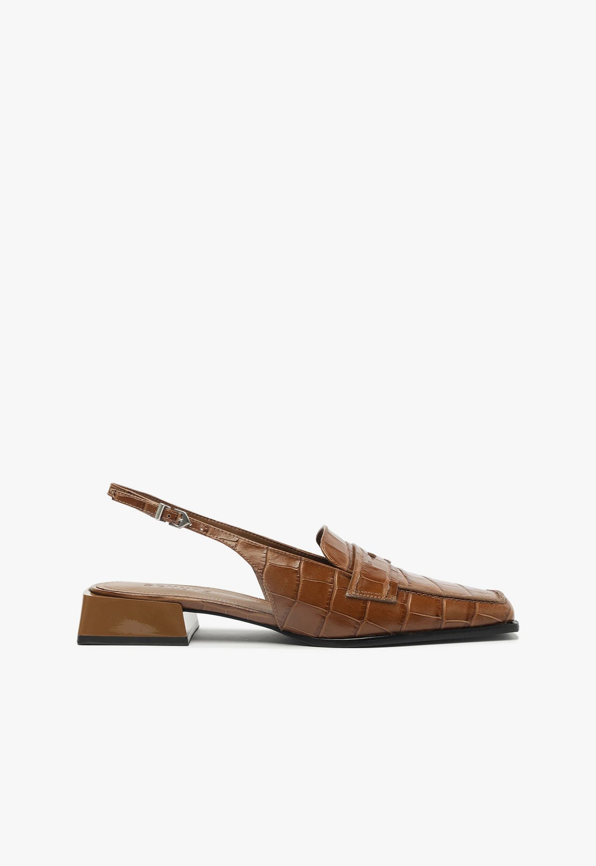 10.5 / Dark Caramel / Crocodile-Embossed Leather