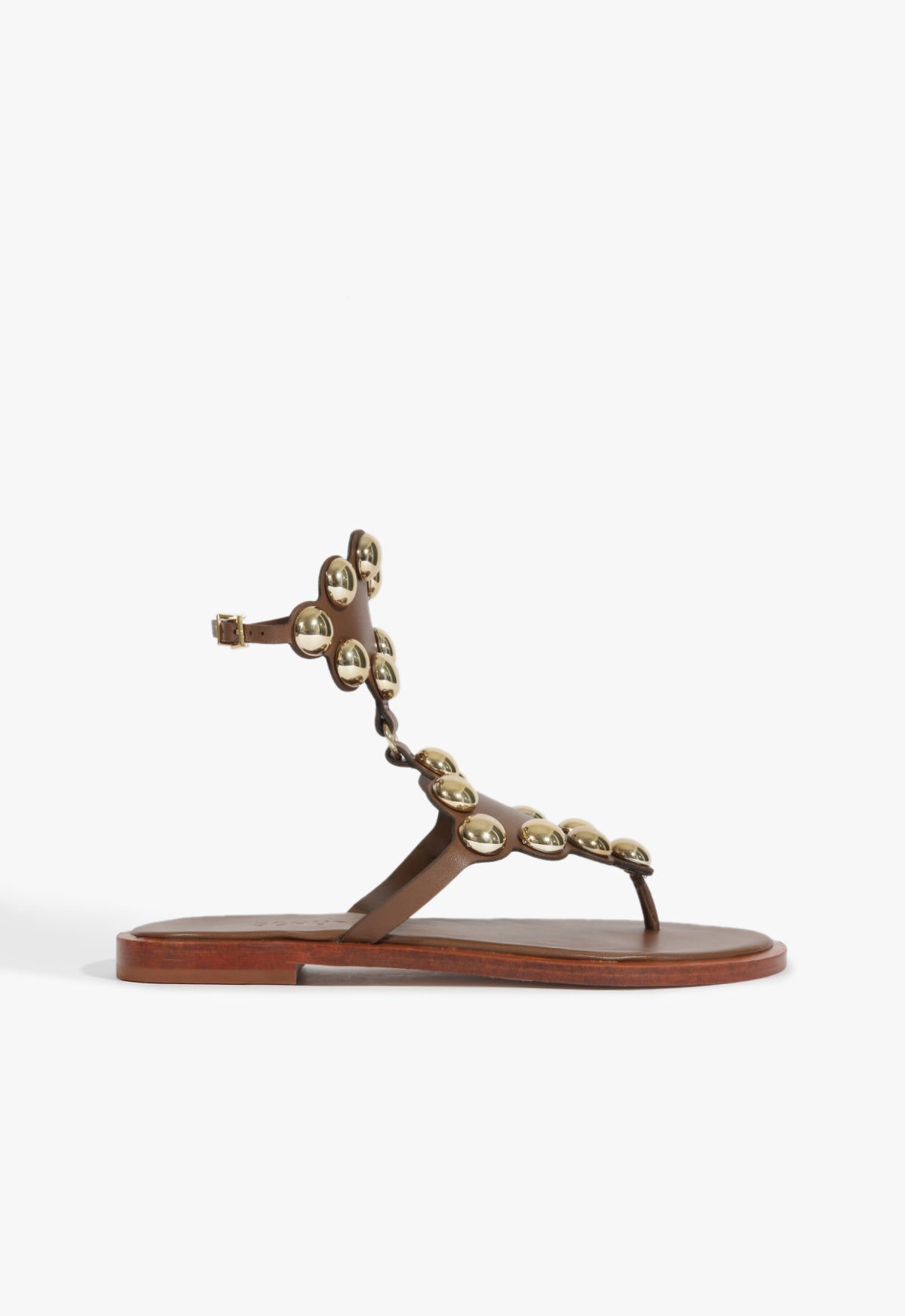 Mist Brown Leather Flat Sandal